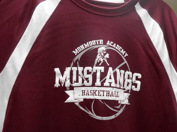 Monmouth Academy Mustangs Basketball shirt by D R Designs, LLC.